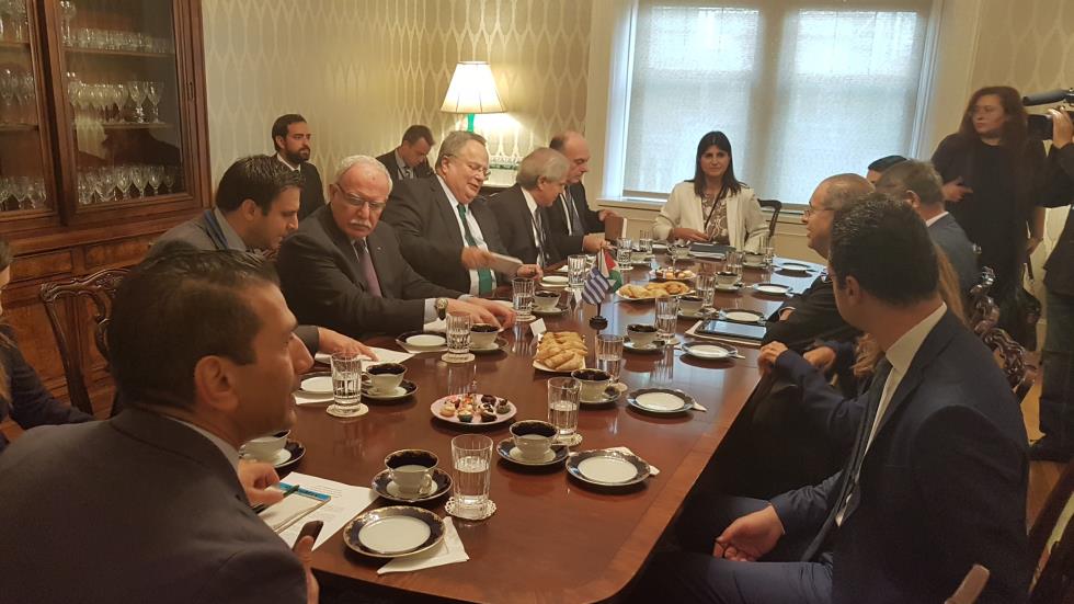 ΤΡΙΜΕΡΗΣ ΣΥΝΑΝΤΗΣΗ ΥΠΟΥΡΓΩΝ ΕΞΩΤΕΡΙΚΩΝ ΚΥΠΡΟΥ - ΕΛΛΑΔΑΣ - ΠΑΛΑΙΣΤΙΝΗΣ ΣΤΗ ΝΕΑ ΥΟΡΚΗ