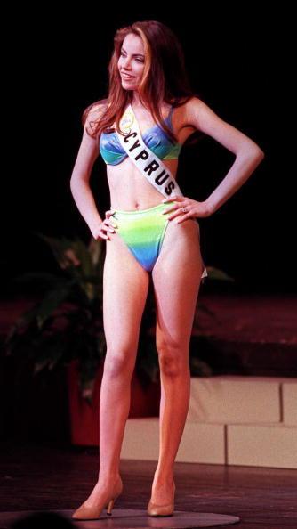 Miss Cyprus Korina Nikolaou models her swimsuit du