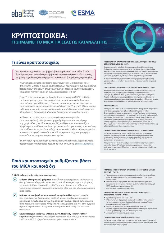 5290787074385817 Updated Joint ESAs Factsheet on crypto-assets CY EL-1