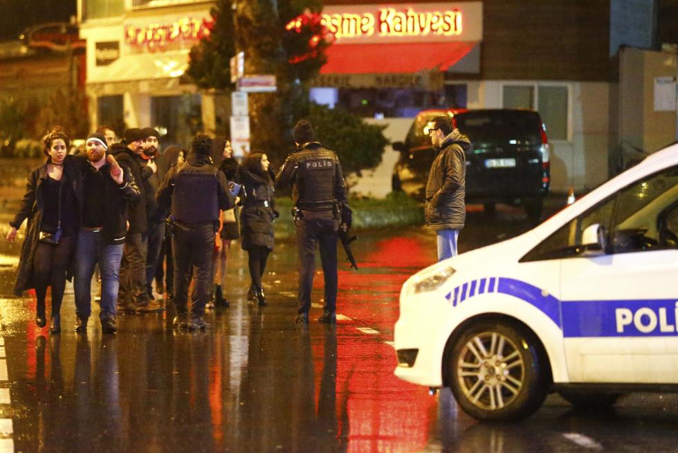Police secure area near an Istanbul nightclub