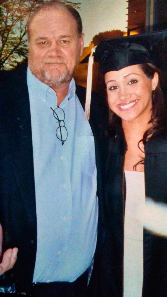 This exclusive collect photo shows a young Meghan Markle on her high school graduation day, accompanied by her father Thomas Markle Senior.