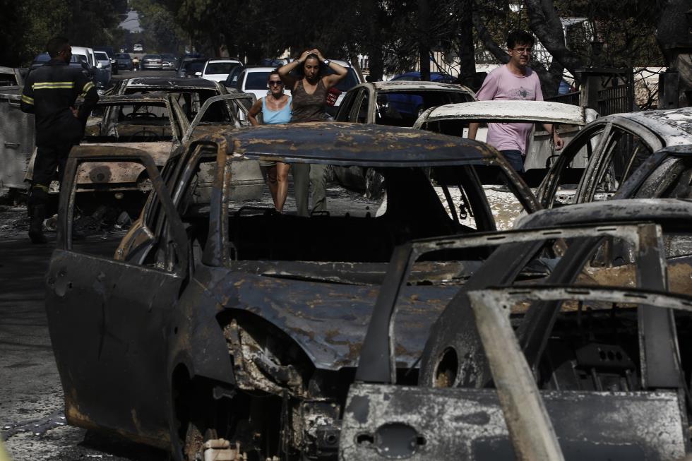 Wildfire in Penteli Mountain in Athens
