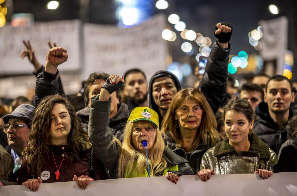 Protest against Serbian President Aleksandar Vucic in Belgrade