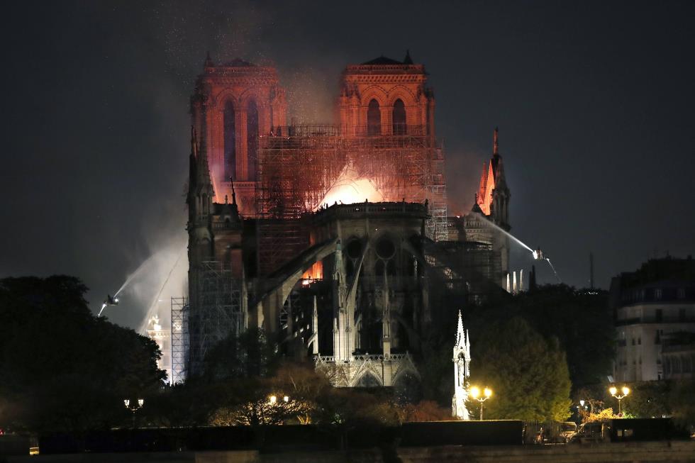 Cathedral of Notre-Dame of Paris on fire