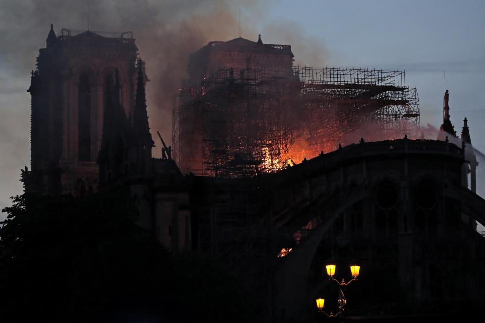 Cathedral of Notre-Dame of Paris on fire