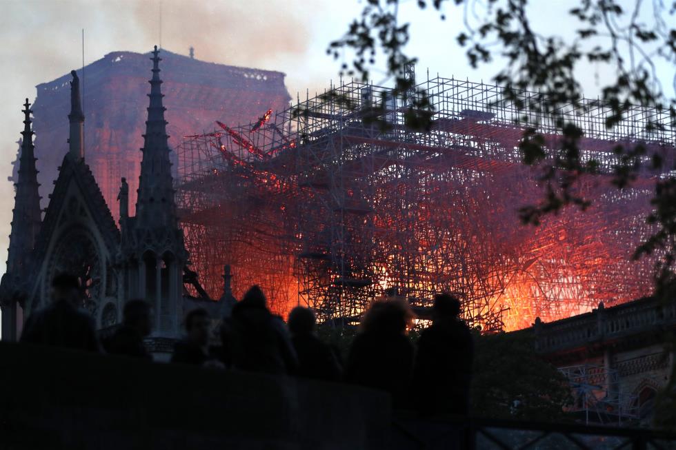 Cathedral of Notre-Dame of Paris on fire