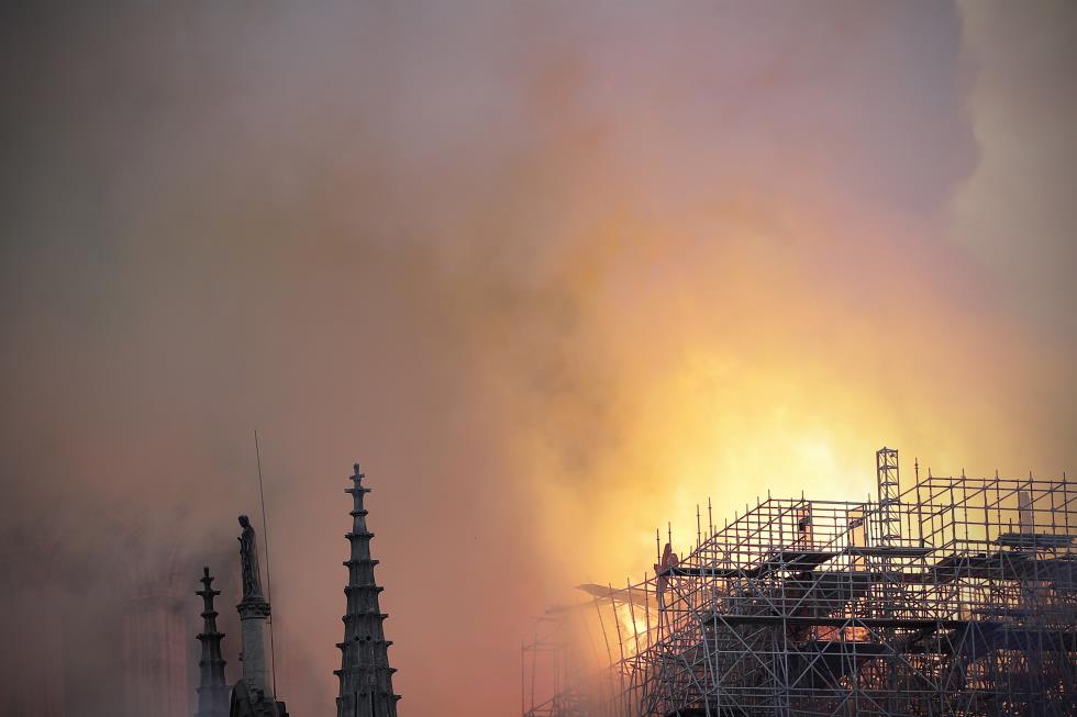 Cathedral of Notre-Dame of Paris on fire