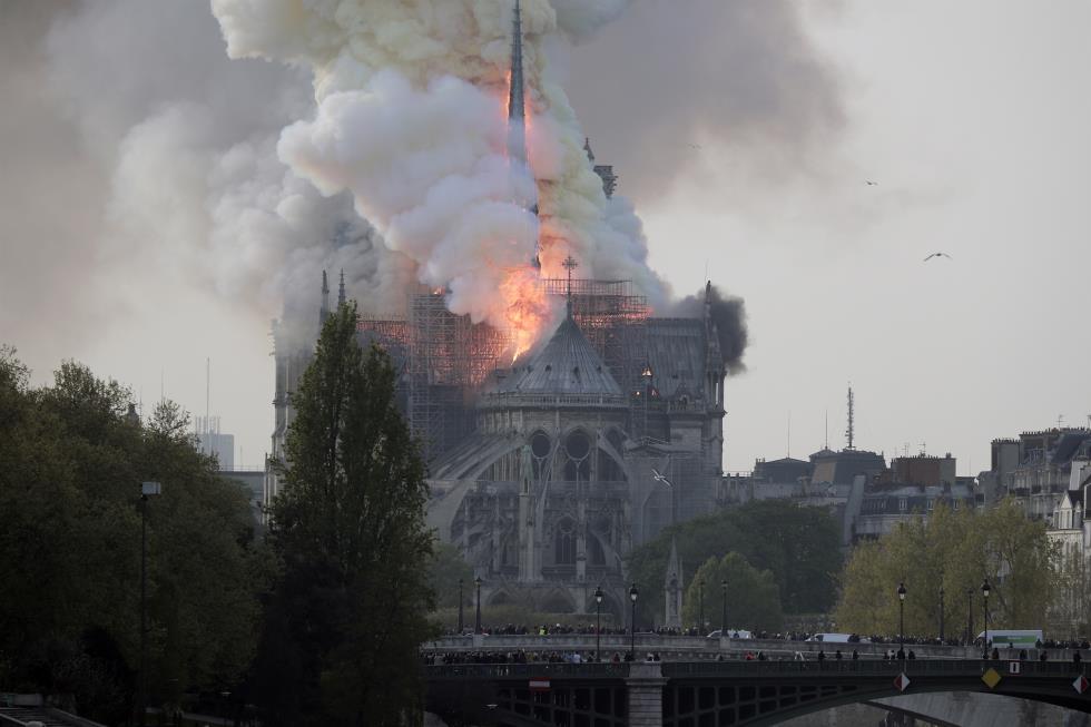 Cathedral of Notre-Dame of Paris on fire
