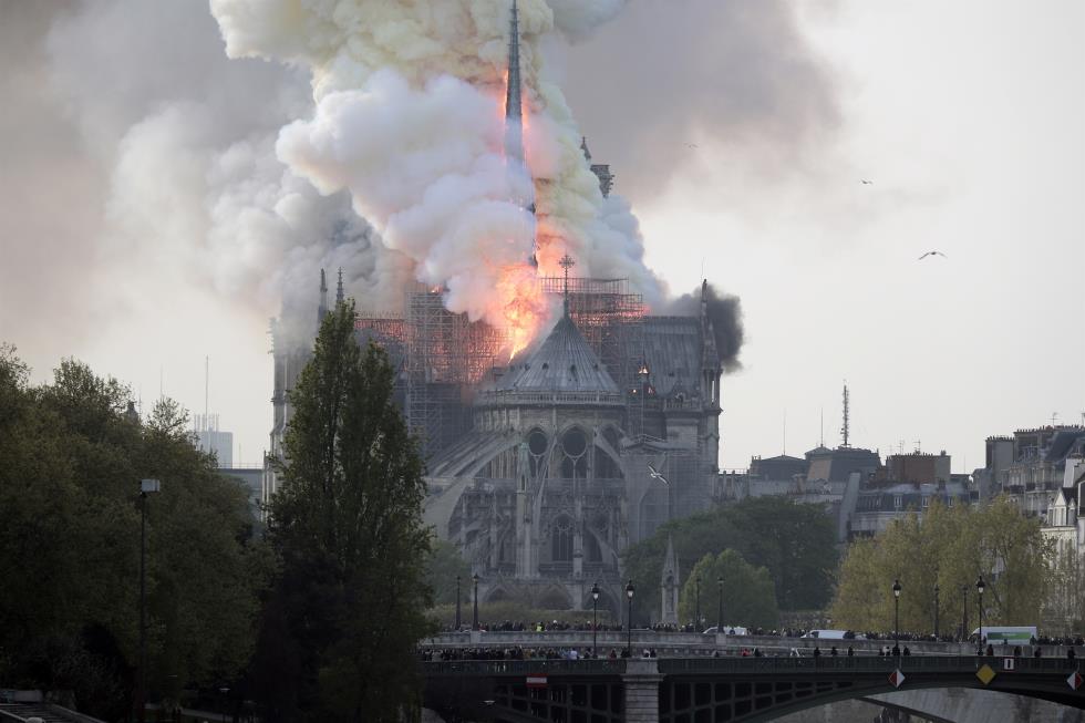 Cathedral of Notre-Dame of Paris on fire