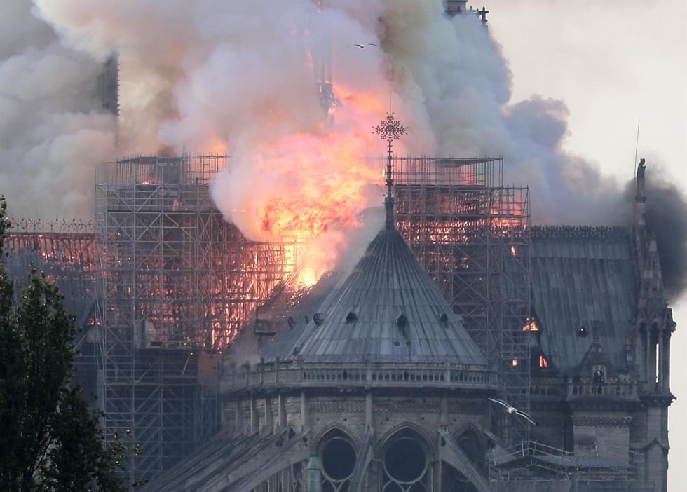 Cathedral of Notre-Dame of Paris on fire