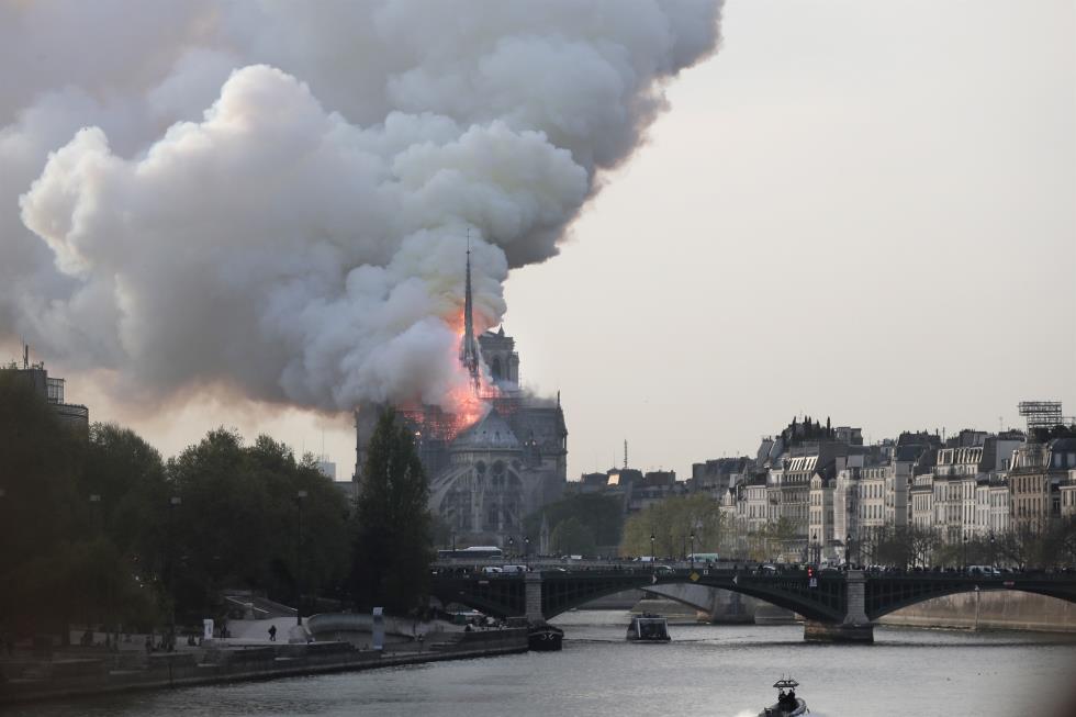 Cathedral of Notre-Dame of Paris on fire