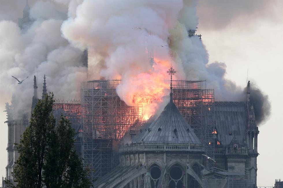 Cathedral of Notre-Dame of Paris on fire
