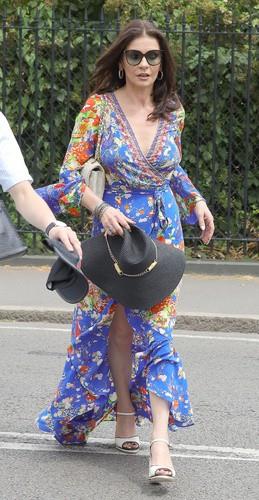 Catherine Zeta-Jones and Michael Douglas attending the Wimbledon Tennis Championships