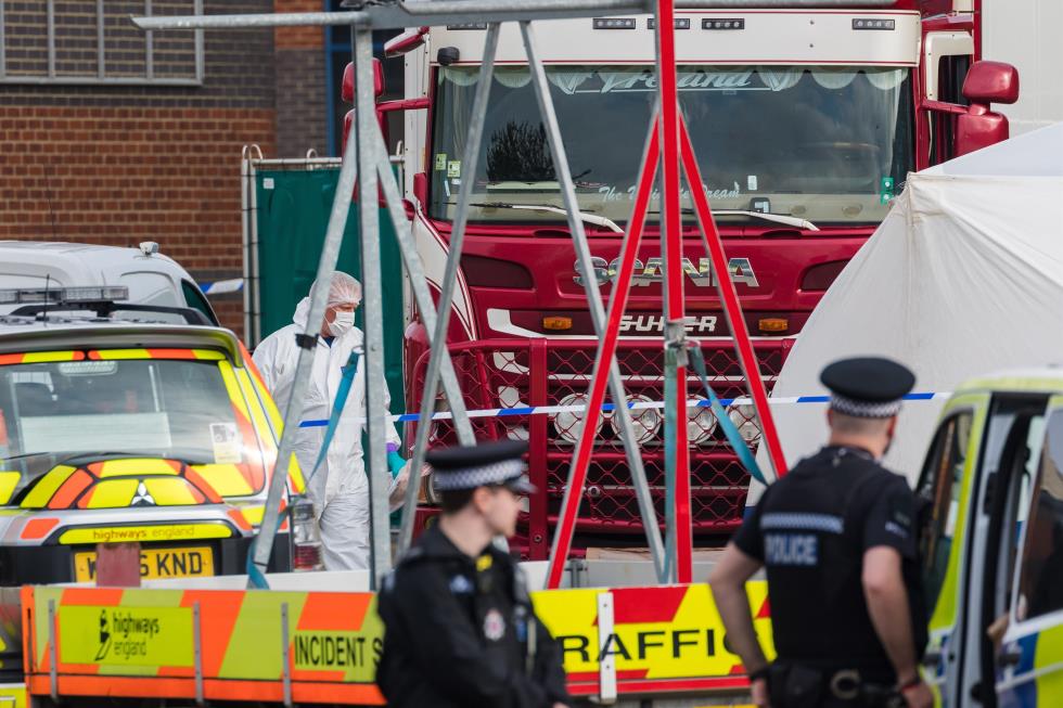 Dead bodies discovered in a lorry on an Industrial Estate in Grays, Essex