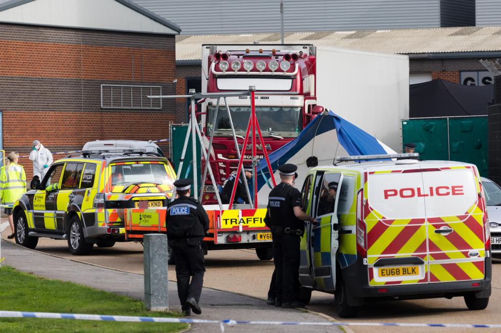 Dead bodies discovered in a lorry on an Industrial Estate in Grays, Essex