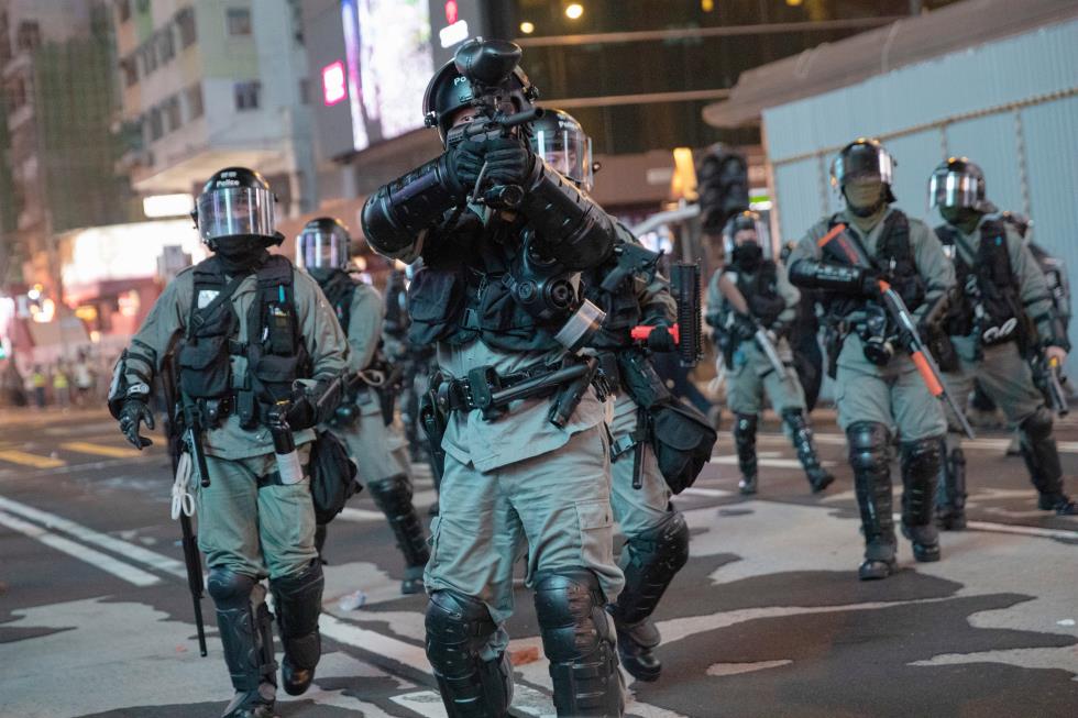 Protesters take part in a rally in Hong Kong