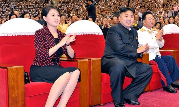 Ri Sol-ju (if thats really her name) with her husband Kim Jong-ul (if theyre really married).