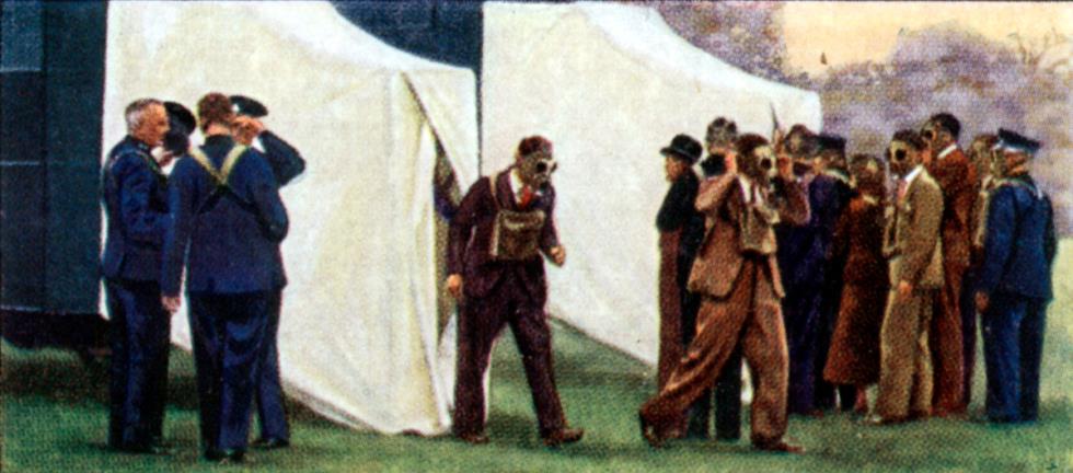 Air Raid Precautions, cigarette card, British, 1938.