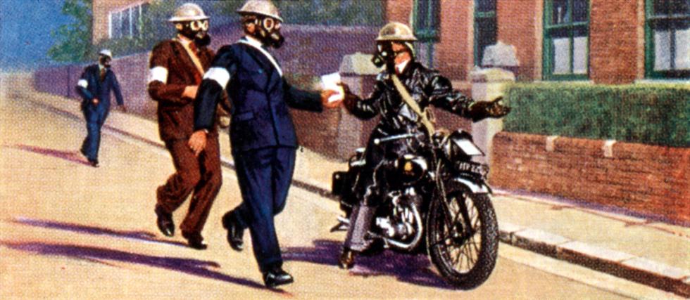 Air Raid Precautions, cigarette card, British, 1938.