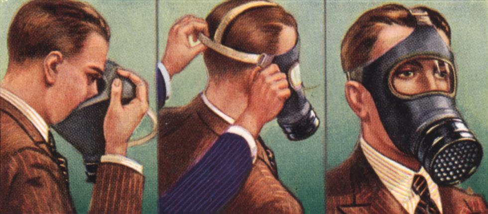 Air Raid Precautions, cigarette card, British, 1938.