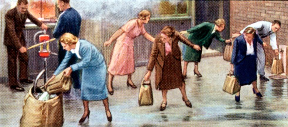 Air Raid Precautions, cigarette card, British, 1938.