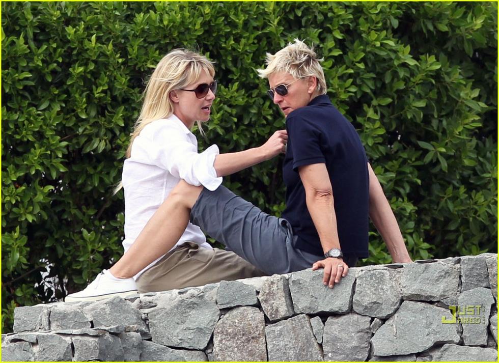 Ellen DeGeneres And Portia De Rossi Rock Wall Of Love