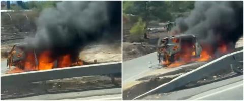 ΒΙΝΤΕΟ: Στις φλόγες τυλίχθηκε όχημα στο Σούνι