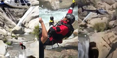 Δραματική διάσωση ορειβάτη, που είχε εγκλωβιστεί επί δύο μέρες πίσω από καταρράκτη στην Καλιφόρνια