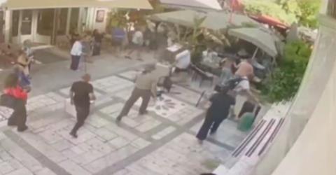 Η στιγμή που δέντρο πέφτει και τραυματίζει δύο πρόσωπα στο κέντρο της Αθήνας