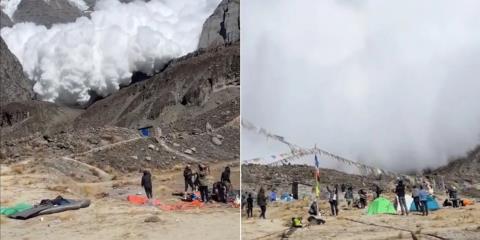 ΒΙΝΤΕΟ: Η στιγμή που χιονοστιβάδα κατεβαίνει με ορμή ένα από τα ψηλότερα βουνά στον κόσμο