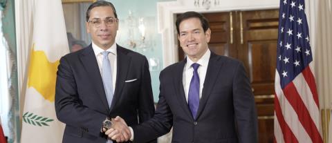 Κυπριακό, θέματα ενέργειας και Γάζα στο επίκεντρο της συνάντησης Κόμπου με Ρούμπιο-Επιβεβαίωσαν το άριστο επίπεδο σχέσεων