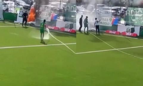 Πρώην παίκτης της Premier League έσβηνε φωτιά με μάνικα εν ώρα αγώνα στην Ελβετία!