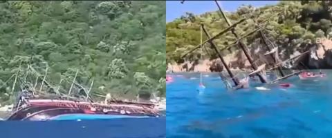 Βυθίστηκε «πειρατικό» τουριστικό σκάφος με 148 επιβάτες στη Τουρκία-Βούτηξαν στη θάλασσα για να σωθούν (vid)